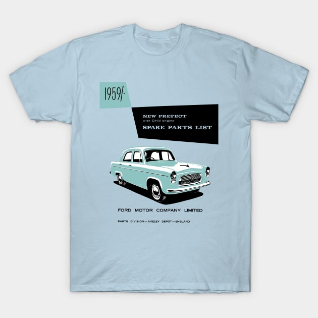 FORD PREFECT - PARTS LIST - book cover T-Shirt by Throwback Motors